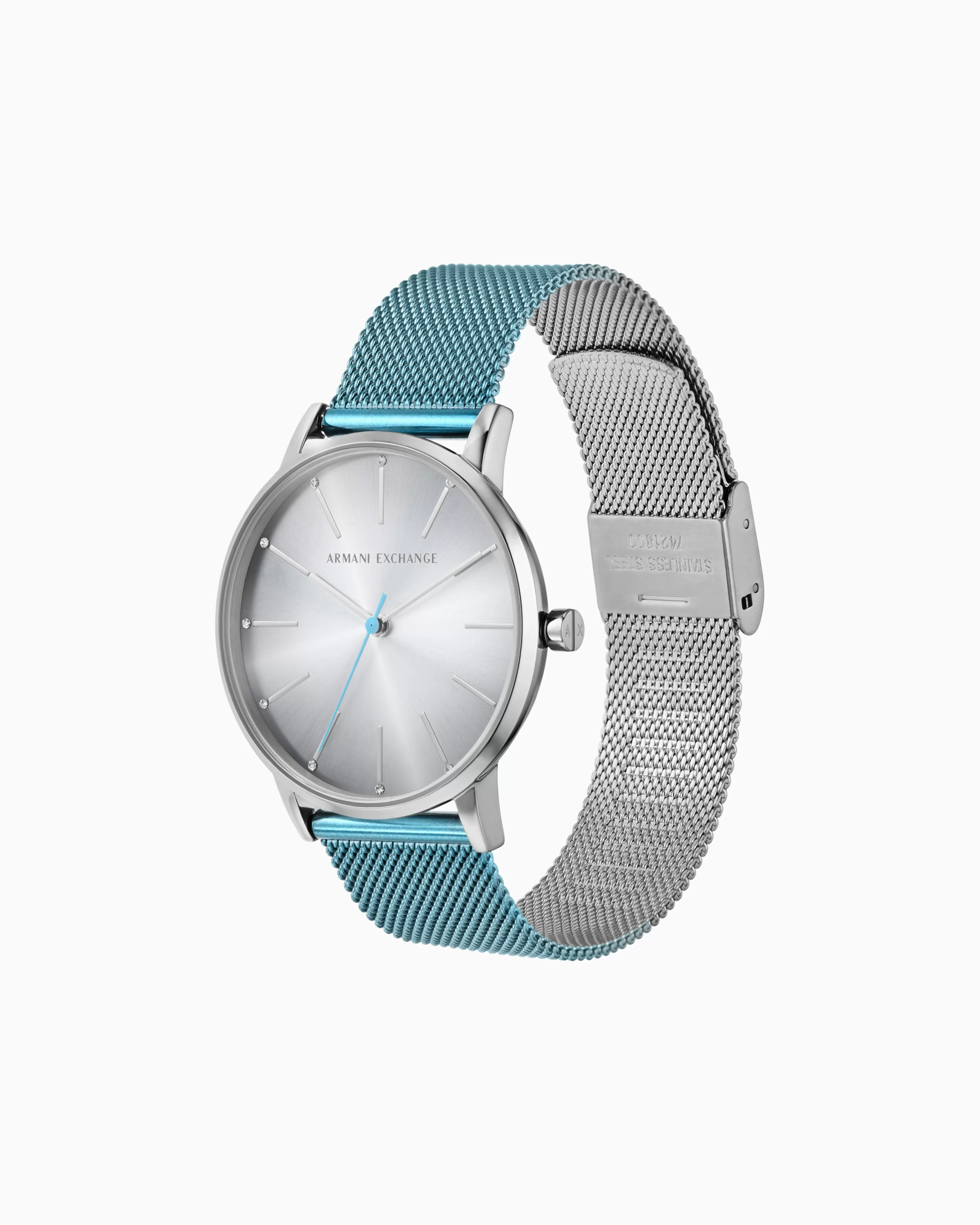 Armani Exchange Three-hand blue stainless steel mesh watch* Woman