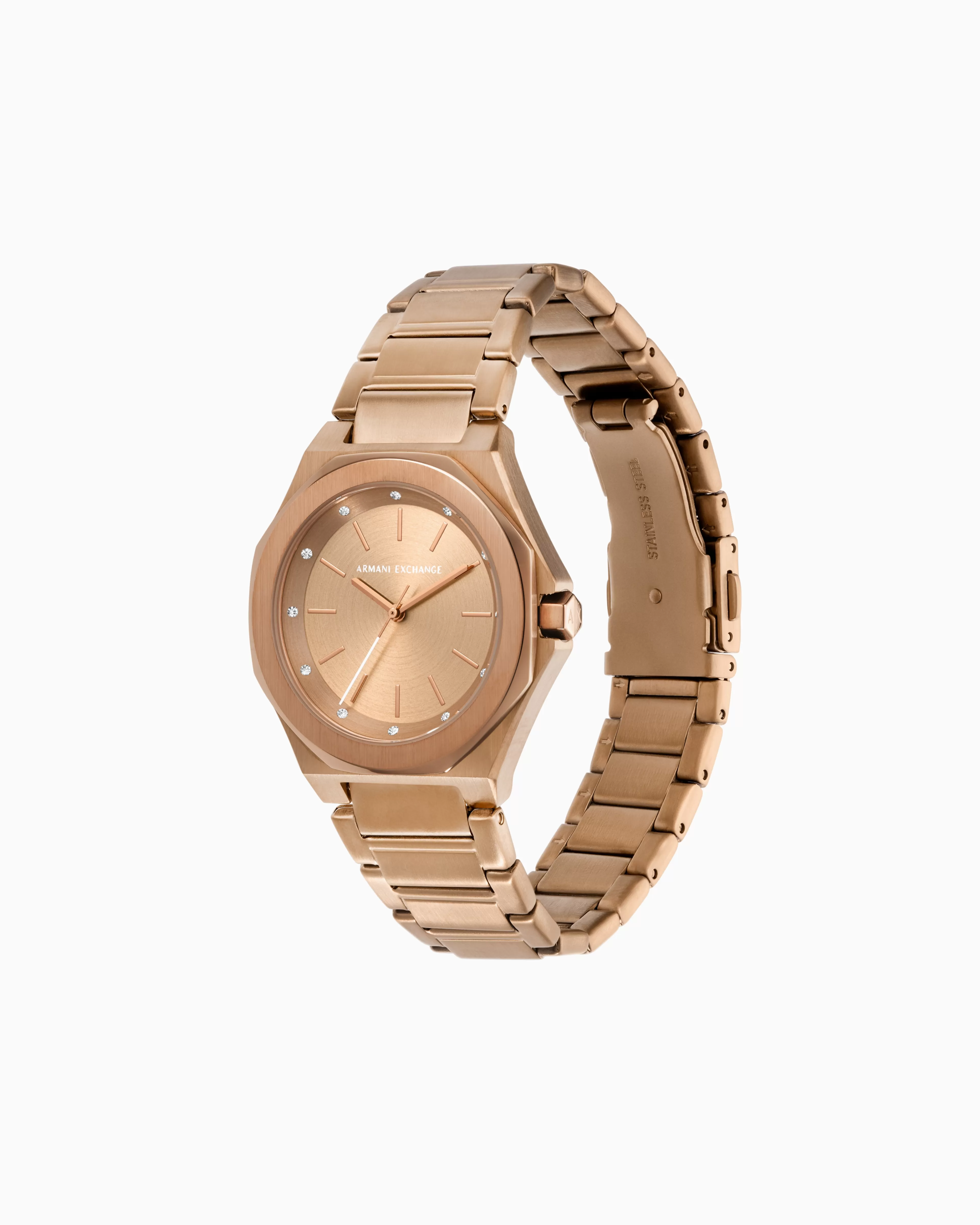 Armani Exchange Three-Hand Gold-Tone Stainless Steel Watch* Woman