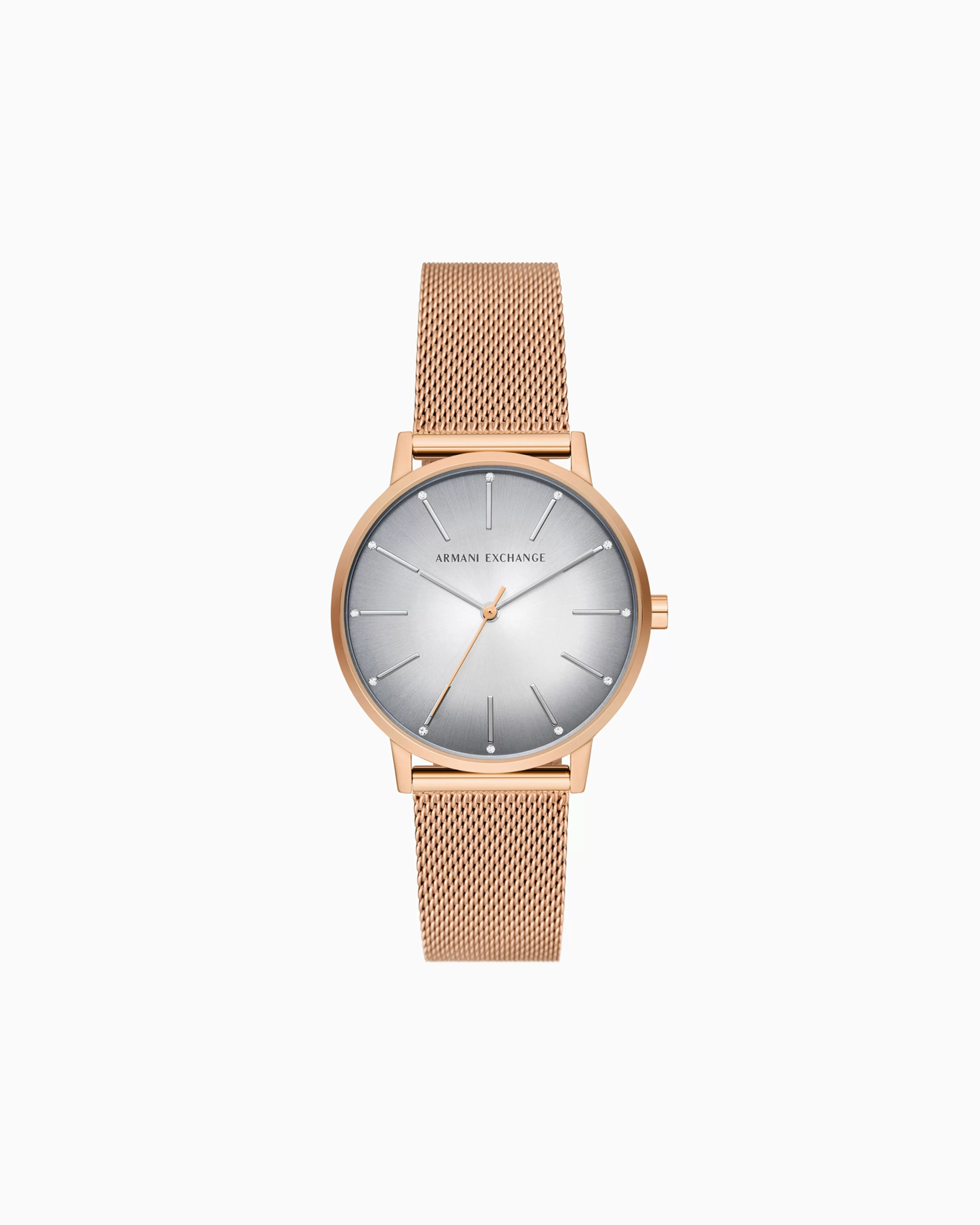 Armani Exchange Three-hand rose gold-tone mesh watch* Woman